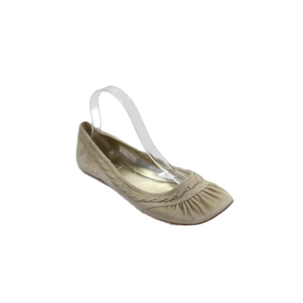 Gotie Womens Suede Twisted Woven Ruched Slip-On Flats Solid Beige Size 9